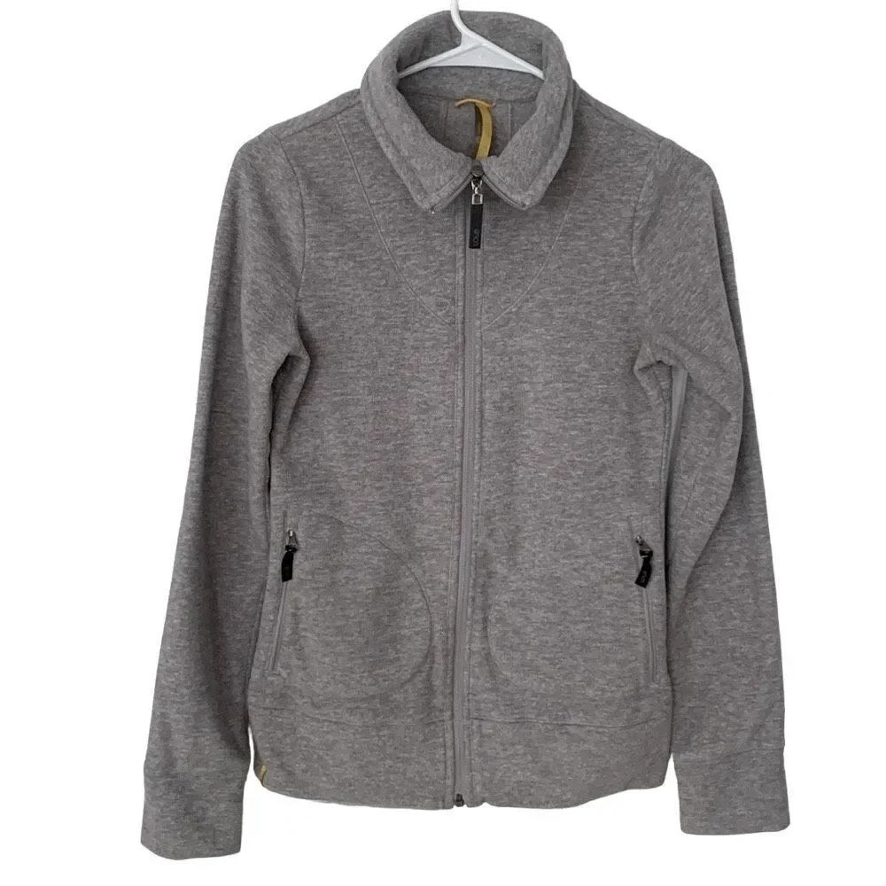 Lole Heathered Grey Full Zip Long Sleeve Fleece - Pocket Interest Jacket - XS